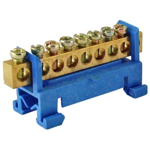 Шина "N" нулевая в изоляторе на DIN-рейку 6х9мм стойка мал. 8групп 