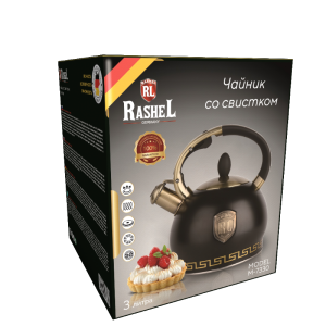 Чайник нержавеющая сталь 3,0 л RASHEL со свистком,черный