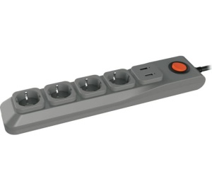 Сетевой фильтр S-GSL5-3U GREY 1USB.4гн,3м,з/к 10А ПВС 3х0,75