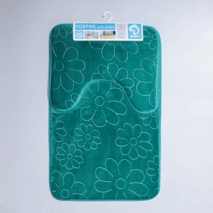 Набор ковриков для ванны и туалета ПОЛЕ 39х50 см/50х80 см зеленый