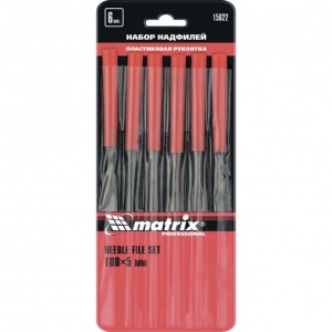 Набор надфилей 180ммх5мм 6шт пластиковые ручки Matrix