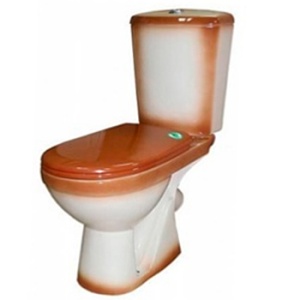 Унитаз-компакт УЮТ, косой выпуск, нижняя подводка, две кнопки,КОРИЧНЕВЫЙ