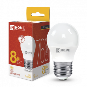 Лампа LED-шар-VC 8Вт 3000 Е27 IN HOME