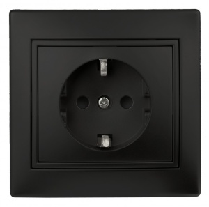 Розетка Intro Plano с/п 1пол 16А з/к антрацит 1-202-05