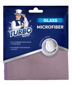 Салфетка микрофибра для стекол и зеркал 30х30см TURBOMAG GLASS 1/62