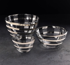 Набор салатников стекло СЕРПАНТИН 1,75/ 0,80/ 0,25 л золото 1/4