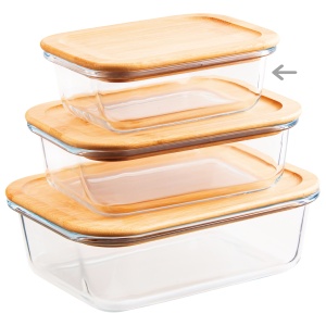 Контейнер стекл 400 мл прям Studio TM Appetite бамбук/кр 1/12