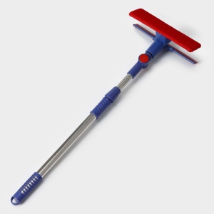 Окномойка с телескопической стальной ручкой, сгон силикон, насадка велюр 18*8*52(83) см 1/30