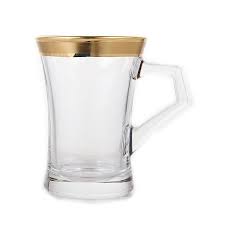 Набор кружек стекло 6пр ЗОЛОТАЯ ПОЛОСА 130 мл  