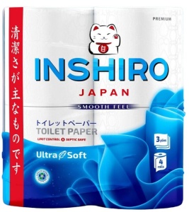 Бумага туалетная INSHIRO Japan 3-х сл. 4 рул по 12 уп
