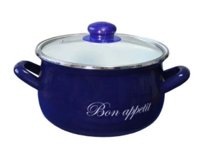 Кастрюля эмалированная 2,1л Индиго стеклянная крышка TM INTEROS 1/4