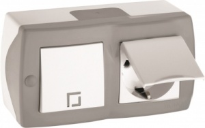 Блок:Octans Выкл 1кл+Розетка з/к с крыш серый 104-020001-183