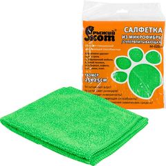 Салфетка микрофибра 25х25 см РЫЖИЙ КОТ зеленый