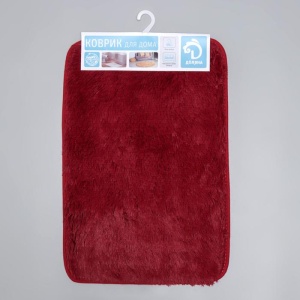Коврик для ванной комнаты, полиэстер 40х60 см ПУШИСТИК бордо