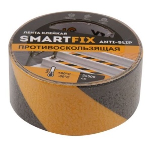 Лента противоскользящая клейкая 50мм*5м ЧЁРНО-ЖЁЛТАЯ SmartFix A NTI-SLIP (24)