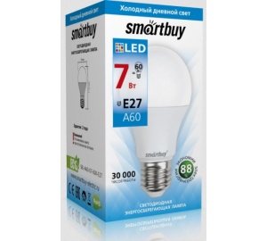 Лампа  LED-А60  7Вт 6000 Е27 Smartbuy