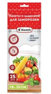 Пакеты с защелкой для заморозки 18смх25см (25шт) Komfi  (100)