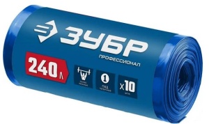 Мешки для мусора строительные синие из первичного материала 240л Профессионал рулон 10шт Зубр (6)