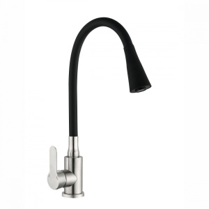 Смеситель д/кухни АНТЕЙ шар. с силиконовым изливом Садко ЧЁРНЫЙ нерж.сталь 