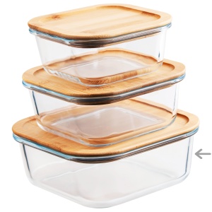 Контейнер стекл 800 мл квадр Studio TM Appetite бамбук/кр 1/12