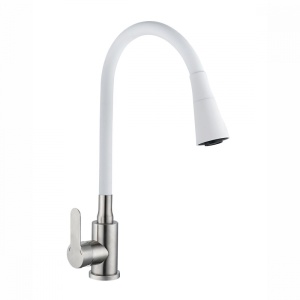 Смеситель д/кухни АНТЕЙ шар. с силиконовым изливом Садко БЕЛЫЙ нерж.сталь 