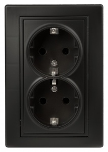 Розетка Intro Plano с/п 2пол з/к 16А антрацит 1-205-05