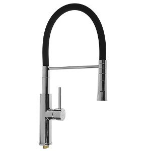 Смеситель для кухни Accoona рычажный, латунный корпус, гибкий черный излив