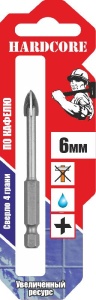 Сверло по керамограниту и керамической плитке 8мм 4грани Hardcore