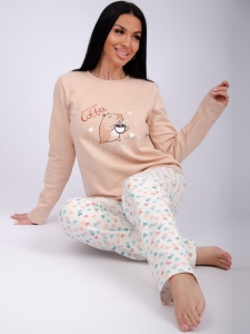 Пижама жен. (дж+брюки) Кофебара начес р.48 (ЧЗ)