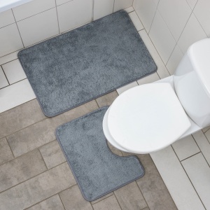 Набор ковриков для ванны и туалета Доляна Софт 40х50 см/50х80 см 2шт серый