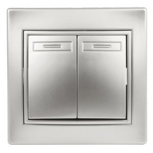 Выключатель Intro Plano с/п 2кл 10А  аллюминий 1-104-03 