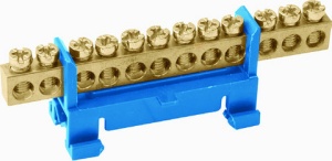 Шина "N" нулевая в изоляторе на DIN-рейку 6х9мм 12групп 