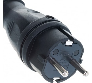 Вилка каучук прямая з/к 16А 250В