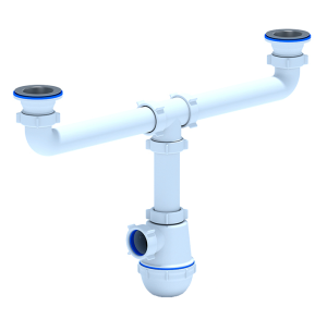 Сифон для мойки Ани-grot 1 1/2 "*40 двойной бутылочный, с нержавеющей чашей