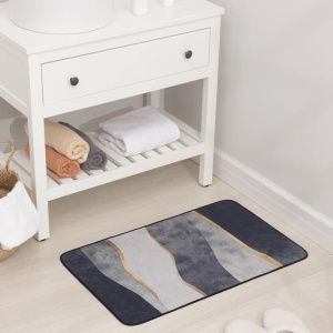 Коврик для ванной флис 60х90см МЭНИ сине-серый