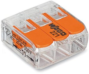 Клемма соединит WAGO 221-413 (3х4мм) с рычажком(50шт)