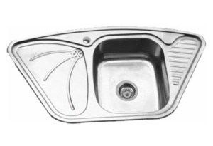 Мойка нерж врезная 95х50А Трапеция (0,8х180) вып 31/2 с сиф, без/гофр 