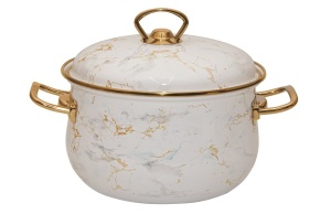 Кастрюля эмалированная 2,0 л RASHEL Мрамор белый