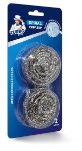 Мочалка для посуды металлическая TURBOMAG SPIRAL 2шт 1/48