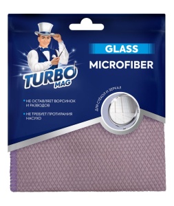 Салфетка микрофибра для стекол и зеркал 30х30 см TURBOMAG GLASS 1/62