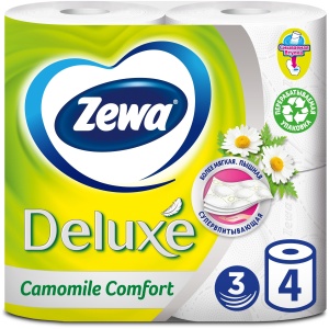 Бумага туалетная Zewa Delux 3слоя 4рулона (по 14шт)