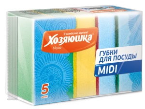 Губка для посуды ХОЗЯЮШКА Мила Миди 5штук