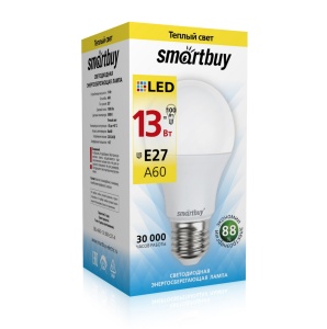 Лампа  LED-А60 13Вт 3000 Е27 Smartbuy