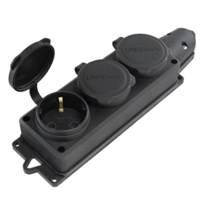 Колодка 3-х местная 16А 250В з/к каучук  Компакт 1323