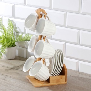 Набор чайный фарфор 12пр 200мл ЭСТЕТ на деревянной подставке