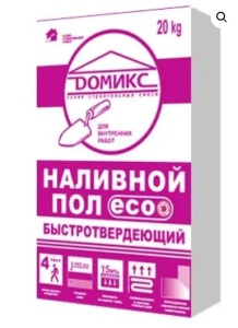 Смесь для устройства полов Пол наливной быстротвердеющий ЭКО 20 кг Домикс (56)