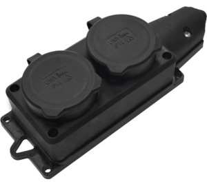 Колодка 2-х местная 16А 250В з/к каучук Компакт