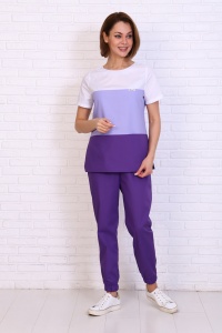 Костюм мед. жен.мод.193ТСК цв.т.чернил./сирен./бел, тиси  р.46/164 (ЧЗ)   