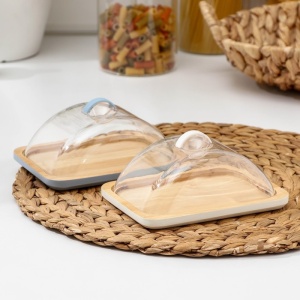 Масленка-сырница 15*12,5*5,5 см Доляна с пласт.крышкой 1/24