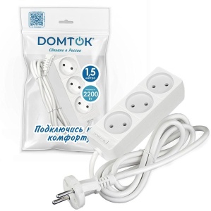 Удлинитель Domtok б/з 3гн 1.5м ПВС 2*0,75  2370